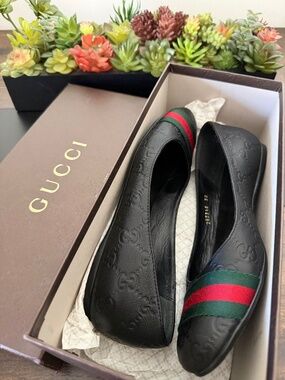 Gucci Guccissima Ballet Flats with Web Stripe EU 38/ US 8